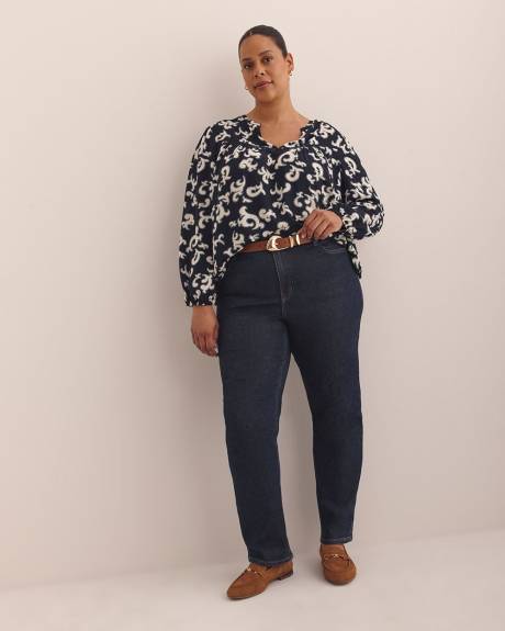 Blouse à manches longues bouffantes, tissu responsable
