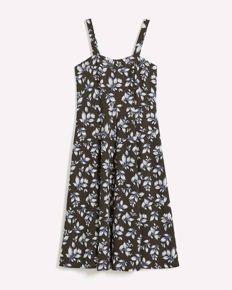 Floral Sleeveless Flared Heart-Shaped Midi Dress - Addition Elle