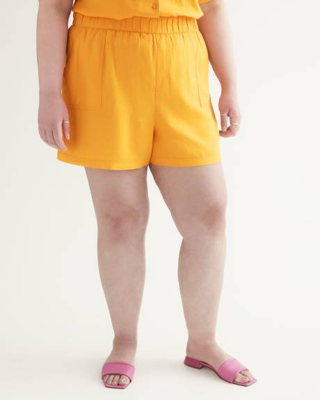 Short à enfiler en mélange de lin