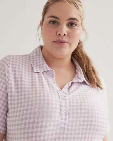 Gingham-Print Short-Sleeve Polo - Active Zone