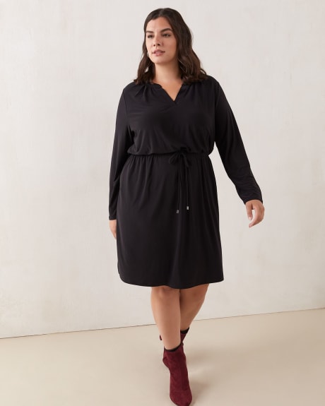 Solid Long-Sleeve Flared Jersey Dress - In Every Story