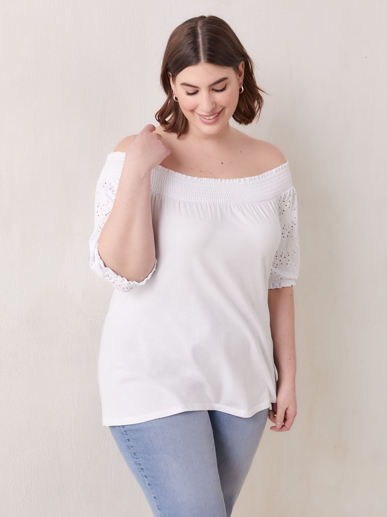 ElbowLength Sleeve OffShoulder Top In Every Story Penningtons