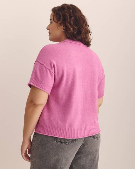 Pull décontracté à col rond et manches courtes