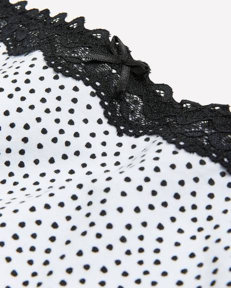 Cheeky Brief with Polka-Dot Print, Lace Waistband and Bow - ti Voglio