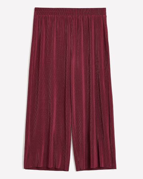 Cropped Wide-Leg Pleated Pull-On Pant