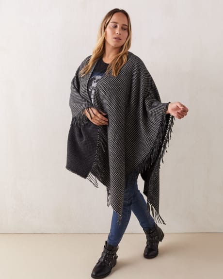 Plaid And Houndstooth Reversible Cape - In Every Story