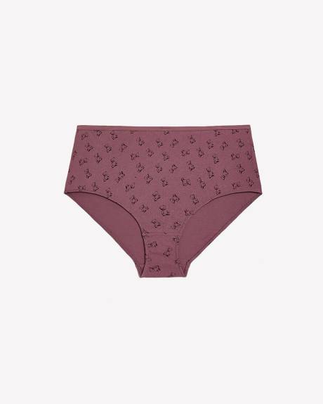 Dark Rose Cotton Brief with Teddy Bear Print - ti Voglio