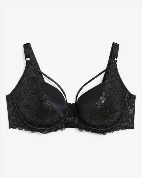 Soutien-gorge balconnet noir avec dentelle scintillante - Déesse Collection
