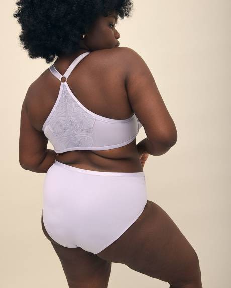 Underwire Unlined Plunge Front-Closure Bra with Lace - Déesse Collection