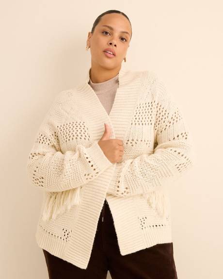 Cardigan ouvert long avec pampilles