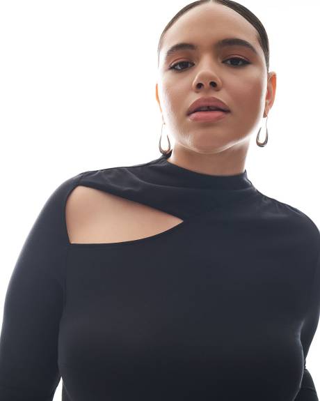 Black Mock-Neck Knit Midi Dress - Addition Elle