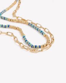 Two-Layer Chain and Beaded Short Necklace