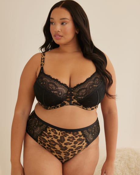 Cheetah Printed Mesh Sexy Balconette Unlined Bra - Déesse Collection