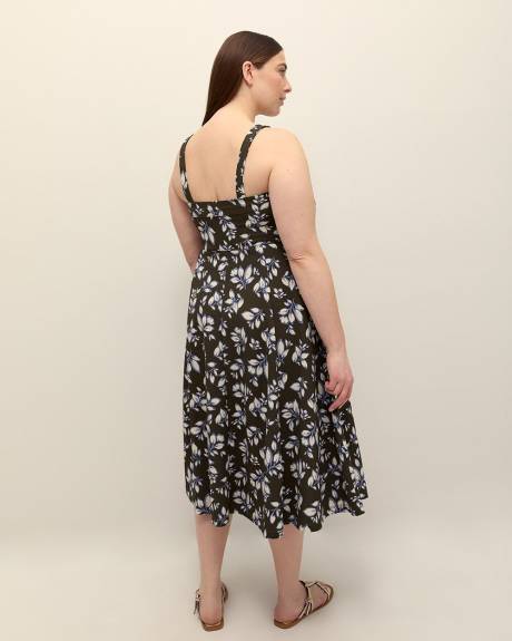 Floral Sleeveless Flared Heart-Shaped Midi Dress - Addition Elle