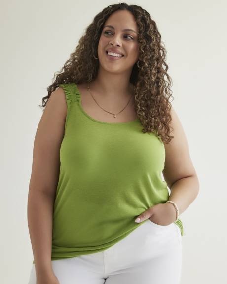 Linen Blend U-Neck Cami with Elastic Strap