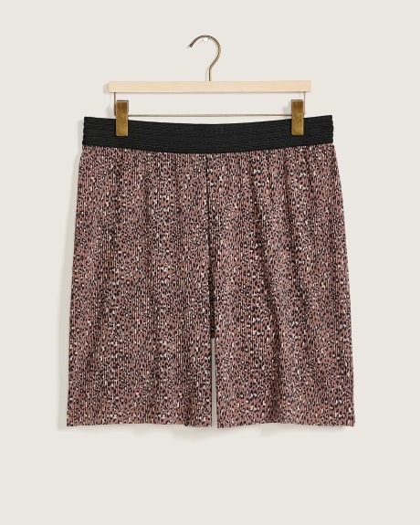 Printed Pull-On Shorts With Mini Pleats - Addition Elle