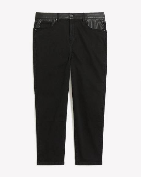 Responsible, 1948-Fit Slim-Leg Jeans with Faux-Leather Trim, Black - d/C JEANS