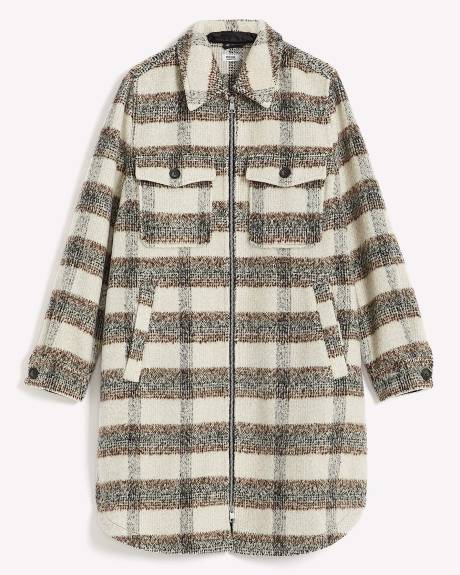 Veste-chemise carreautée avec fermeture éclair