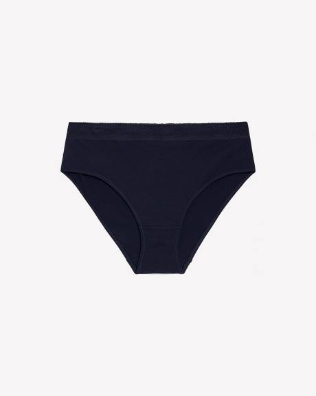 Culotte échancrée en mélange de coton avec élastique en dentelle à la taille - ti Voglio