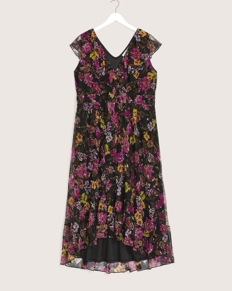 Floral Ruffled Mesh Midi Dress - Addition Elle