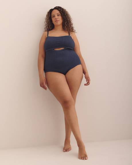 Maillot une-pièce bleu Samantha avec ouverture à l'avant - Nana The Brand