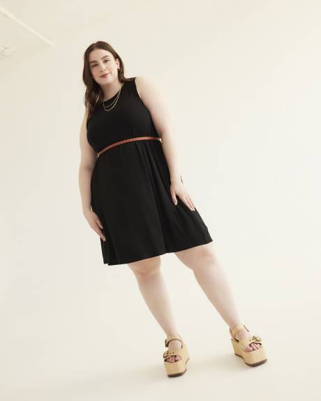 Robe évasée sans manches, tissu responsable