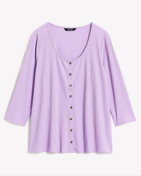 Buttoned Down Ribbed Knit Pyjama Top - ti Voglio