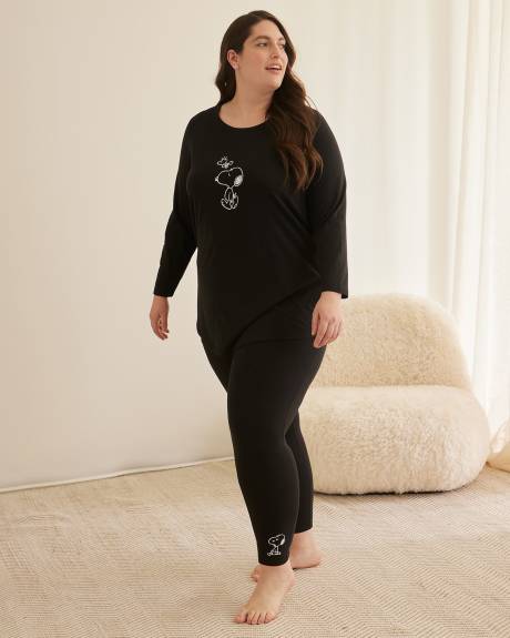 Legging pyjama noir avec imprimé Snoopy - ti Voglio