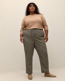 Pantalon à jambe fuselé à petit motif pied-de-poule