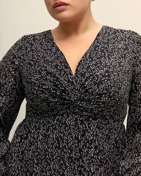 Knotted V-Neck Dress with Sharkbite Hem - Addition Elle