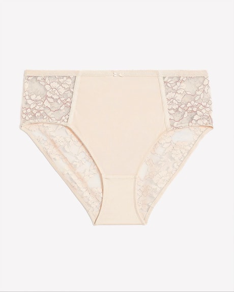 High-Cut Microfibre and Lace Brief with Bow - Déesse Collection