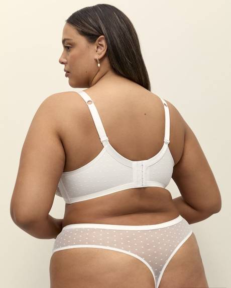 Soutien-gorge blanc non doublés avec broderie et maille, avec armatures - Déesse Collection
