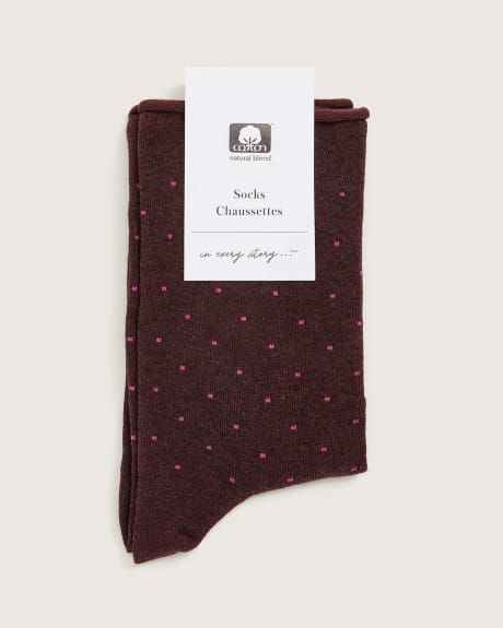 Rolled Edge Socks With Motif - In Every Story