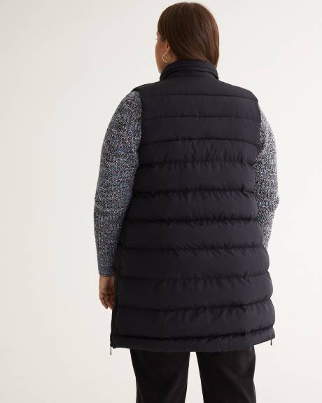 Knee-Length Black Puffer Vest