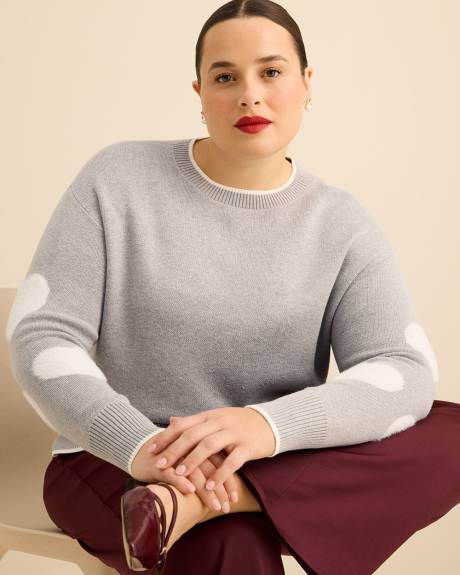 Long-Sleeve Jacquard Crew Neck Sweater