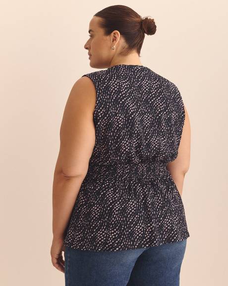 Smocked Sleeveless Knit Top