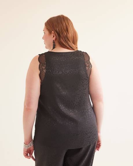 Black Sleeveless Blouse with Lace Shoulders