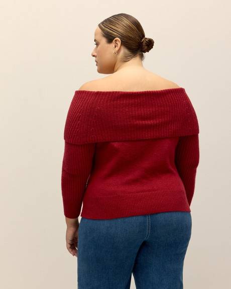 Folded-Over Off-Shoulder Sweater - Addition Elle