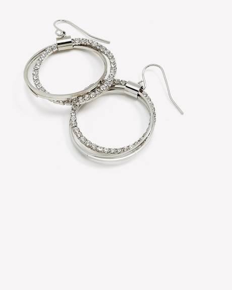 Double Hoop Earrings with Rhinestones