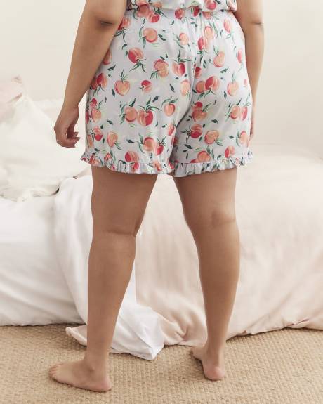 Short boxer à motif de fruits avec ourlet à franges, tissu responsable - ti VOGLIO