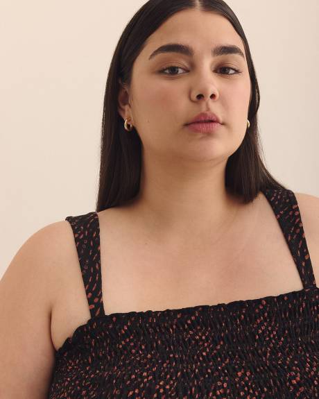 Smocking Knit Top with Large Straps