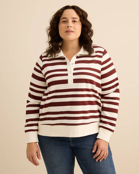 Mock-Neck Fleece Knit Top