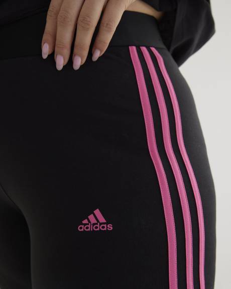 Essentials 3-Stripes Leggings, Black & Fuchsia - adidas