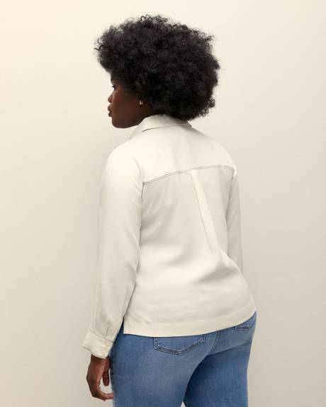 Buttoned Down Shirt with Contrast Stitches - Addition Elle