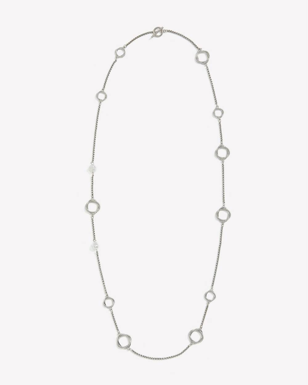 Long Chain Necklace with Pearls and Rings Penningtons
