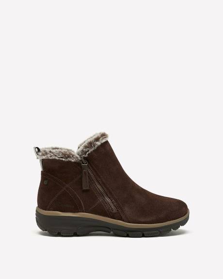 Bottes courtes à fermeture éclair avec col en fausse fourrure, pied large - Skechers