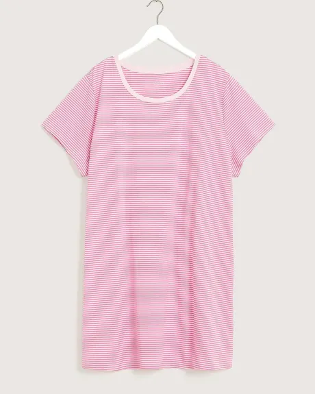 Striped Short-Sleeve Short Sleepshirt - ti VOGLIO