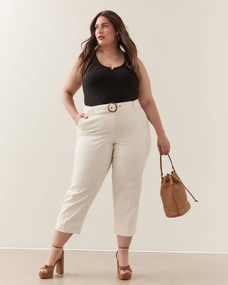 Cropped Straight-Leg Pant with Sash