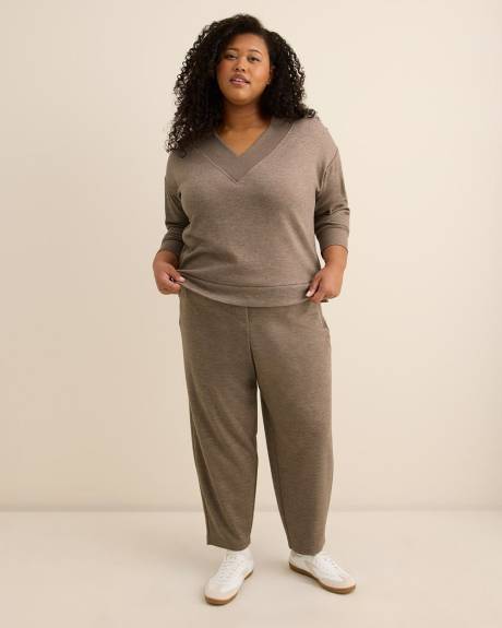 Dropped Shoulder Long-Sleeve V-Neck Top