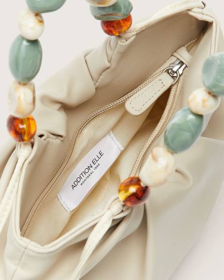 Sac à main en cuir synthétique avec poignée en billes - Addition Elle